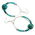 50mm Teal Glass and Wood Bead Large Hoop Earrings in Silver Tone - 75mm Drop - view 7