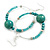 50mm Teal Glass and Wood Bead Large Hoop Earrings in Silver Tone - 75mm Drop - view 4