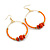 50mm Orange Glass and Wooden Bead Hoop Earrings in Gold Tone - 75mm Drop - view 7