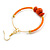 50mm Orange Glass and Wooden Bead Hoop Earrings in Gold Tone - 75mm Drop - view 5