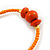 50mm Orange Glass and Wooden Bead Hoop Earrings in Gold Tone - 75mm Drop - view 4