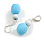 Light Blue/ White Wood/ Resin Bead Drop Earrings In Silver Tone - 50mm Drop - view 4