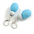 Light Blue/ White Wood/ Resin Bead Drop Earrings In Silver Tone - 50mm Drop - view 5