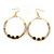 50mm Antique White Glass and Brown Ceramic Bead Large Hoop Earrings in Gold Tone - 70mm Drop - view 6