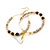 50mm Antique White Glass and Brown Ceramic Bead Large Hoop Earrings in Gold Tone - 70mm Drop - view 2