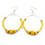 50mm Yellow Glass and Wooden Beads Hoop Earrings in Silver Tone - 75mm Drop - view 6
