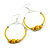 50mm Yellow Glass and Wooden Beads Hoop Earrings in Silver Tone - 75mm Drop