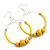 50mm Yellow Glass and Wooden Beads Hoop Earrings in Silver Tone - 75mm Drop - view 2