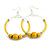 50mm Yellow Glass and Wooden Beads Hoop Earrings in Silver Tone - 75mm Drop - view 7