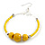 50mm Yellow Glass and Wooden Beads Hoop Earrings in Silver Tone - 75mm Drop - view 4