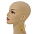 50mm Yellow Glass and Wooden Beads Hoop Earrings in Silver Tone - 75mm Drop - view 3