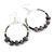 50mm Large Grey Glass and Stone Bead Hoop Earrings in Silver Tone - 75mm Drop