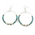 50mm Dusty Blue Glass and Ceramic Bead Large Hoop Earrings in Silver Tone - 75mm Drop - view 5