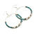 50mm Dusty Blue Glass and Ceramic Bead Large Hoop Earrings in Silver Tone - 75mm Drop - view 6