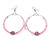 55mm Light Pink Glass Bead With Crystal Ball Large Hoop Earrings in Silver Tone - 80mm Drop - view 5