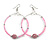 55mm Light Pink Glass Bead With Crystal Ball Large Hoop Earrings in Silver Tone - 80mm Drop - view 6