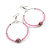 55mm Light Pink Glass Bead With Crystal Ball Large Hoop Earrings in Silver Tone - 80mm Drop - view 2