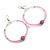 55mm Light Pink Glass Bead With Crystal Ball Large Hoop Earrings in Silver Tone - 80mm Drop - view 7