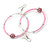 55mm Light Pink Glass Bead With Crystal Ball Large Hoop Earrings in Silver Tone - 80mm Drop - view 4