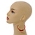 55mm Large Red Glass/ Wood Bead Hoop Earrings In Gold Tone Metal - 80mm Drop - view 3
