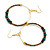 50mm Large Green Ceramic, Brown Wooden, Bronze Glass Bead Hoop Earrings in Gold Tone - 75mm Drop - view 5