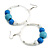 55mm White/ Blue Glass and Graduated Wooden Bead Large Hoop Earrings In Silver Tone - 80mm Drop - view 5