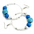55mm White/ Blue Glass and Graduated Wooden Bead Large Hoop Earrings In Silver Tone - 80mm Drop - view 2