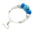 55mm White/ Blue Glass and Graduated Wooden Bead Large Hoop Earrings In Silver Tone - 80mm Drop - view 4