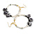 50mm Large White Glass Black Sea Shell Hoop Earrings in Gold Tone - 90mm Drop - view 6