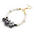 50mm Large White Glass Black Sea Shell Hoop Earrings in Gold Tone - 90mm Drop - view 5