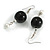 Black Glass and Pearl Beaded Drop Earrings In Silver Tone - 60mm Long - view 2