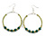 50mm Large Lime Green Glass Forest Green Ceramic Bead Hoop Earrings In Silver Tone - 70mm Drop - view 5