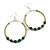 50mm Large Lime Green Glass Forest Green Ceramic Bead Hoop Earrings In Silver Tone - 70mm Drop - view 6