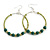 50mm Large Lime Green Glass Forest Green Ceramic Bead Hoop Earrings In Silver Tone - 70mm Drop - view 7