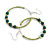 50mm Large Lime Green Glass Forest Green Ceramic Bead Hoop Earrings In Silver Tone - 70mm Drop - view 2