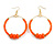 50mm Large Orange Glass, Acrylic Bead Hoop Earrings in Gold Tone - 75mm Drop - view 6