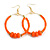 50mm Large Orange Glass, Acrylic Bead Hoop Earrings in Gold Tone - 75mm Drop - view 8