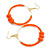 50mm Large Orange Glass, Acrylic Bead Hoop Earrings in Gold Tone - 75mm Drop - view 7