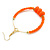 50mm Large Orange Glass, Acrylic Bead Hoop Earrings in Gold Tone - 75mm Drop - view 4