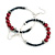 55mm Large Hematite Glass Bead and Ox Blood Faux Pearl Hoop Earrings In Silver Tone - 80mm Drop - view 6
