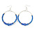 55mm Blue Glass Bead Hoop Earrings in Silver Tone - 80mm Drop - view 5