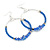 55mm Blue Glass Bead Hoop Earrings in Silver Tone - 80mm Drop - view 2