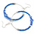 55mm Blue Glass Bead Hoop Earrings in Silver Tone - 80mm Drop - view 6
