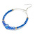 55mm Blue Glass Bead Hoop Earrings in Silver Tone - 80mm Drop - view 4