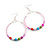 50mm Pink Glass and Multicoloured Ceramic Bead Large Hoop Earrings in Silver Tone - 75mm Drop - view 7