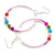 50mm Pink Glass and Multicoloured Ceramic Bead Large Hoop Earrings in Silver Tone - 75mm Drop - view 4