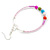 50mm Pink Glass and Multicoloured Ceramic Bead Large Hoop Earrings in Silver Tone - 75mm Drop - view 5
