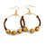 45mm Brown Glass and Natural Wood Bead Medium Hoop Earrings In Gold Tone - 65mm Drop - view 7