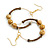 45mm Brown Glass and Natural Wood Bead Medium Hoop Earrings In Gold Tone - 65mm Drop - view 2