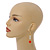 60mm Long Cream Faux Pearl Orange Acrylic Bead Drop Earrings in Gold Tone - view 3